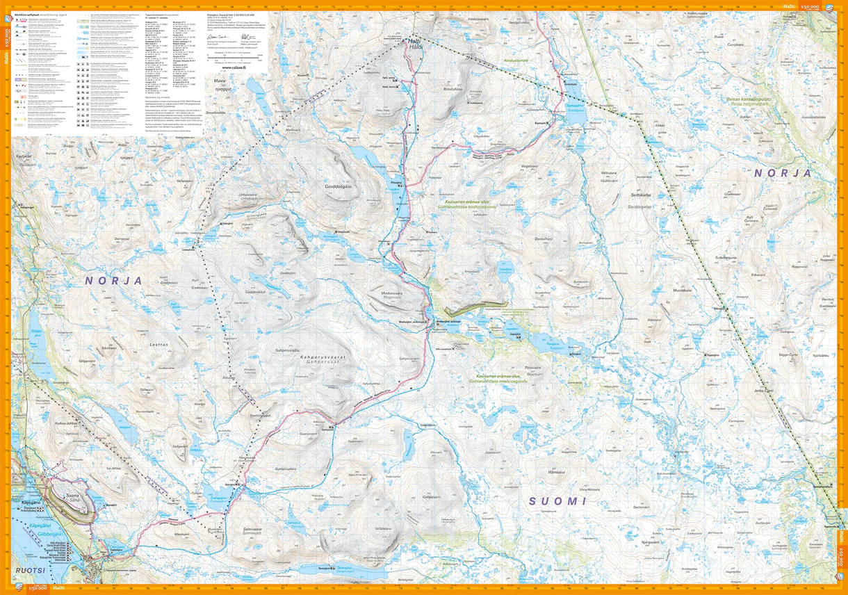 Kilpisjärvi Saana Halti komplett turkart forside og bakside