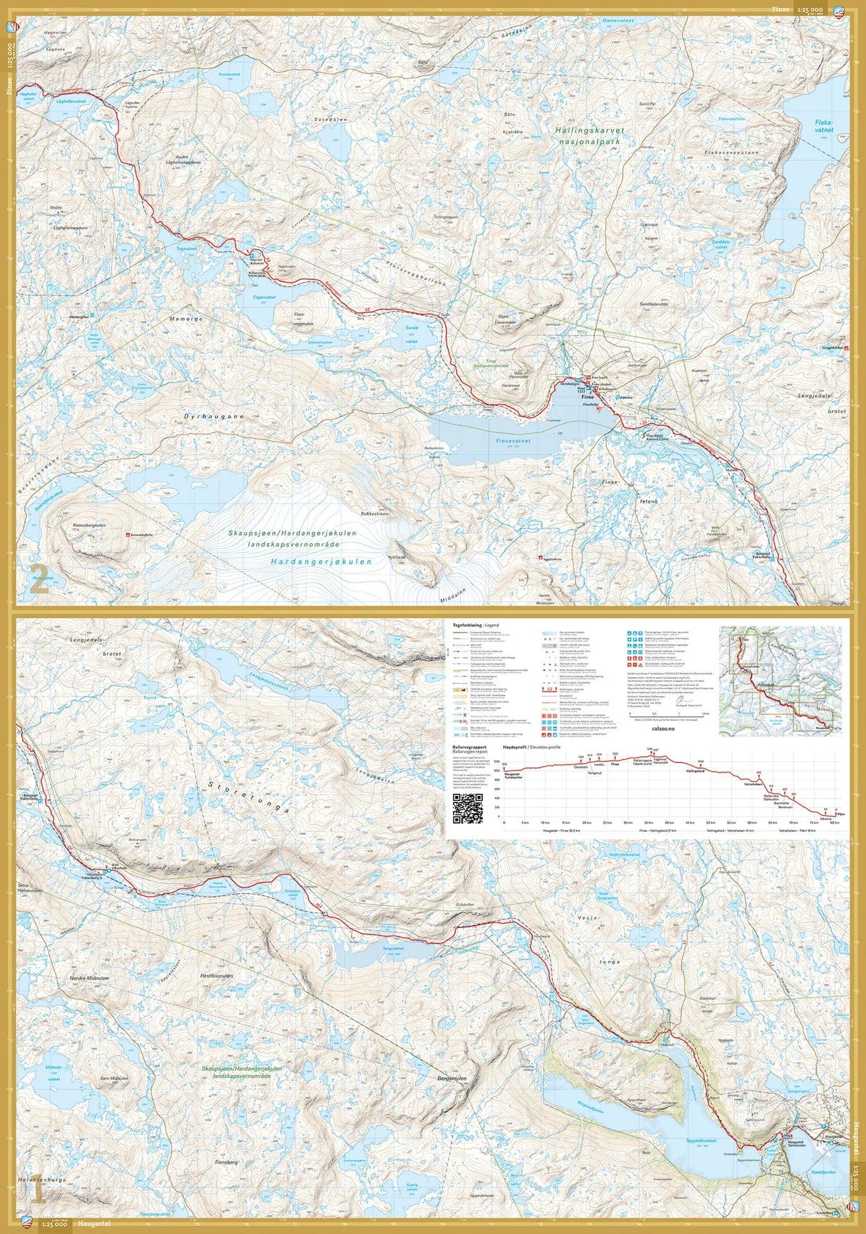 Rallarvegen komplett sykkelkart forside og bakside
