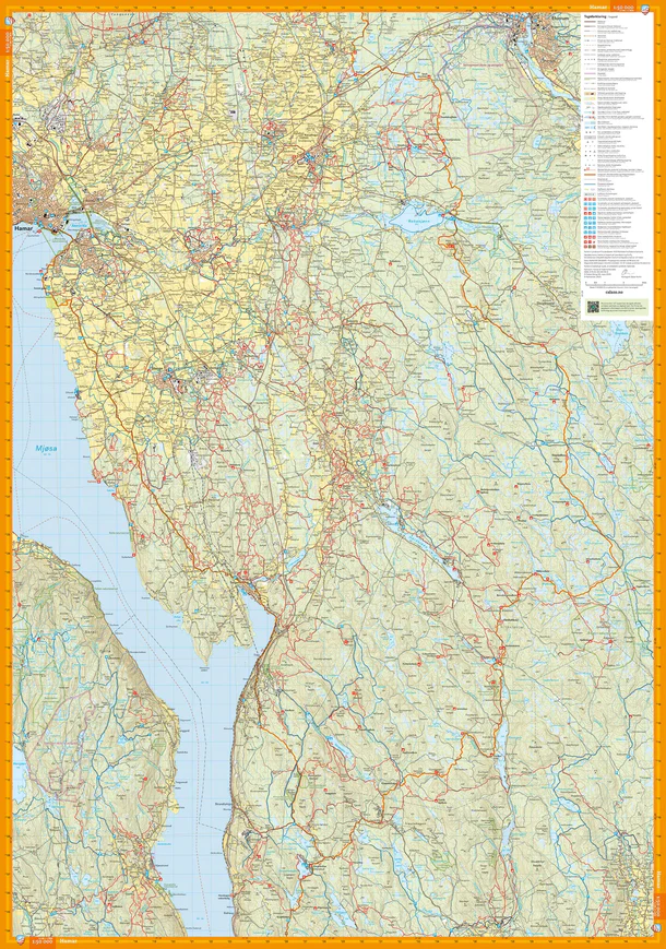 Hamar Hedemarksvidda Complete Hiking Map: Front and Back