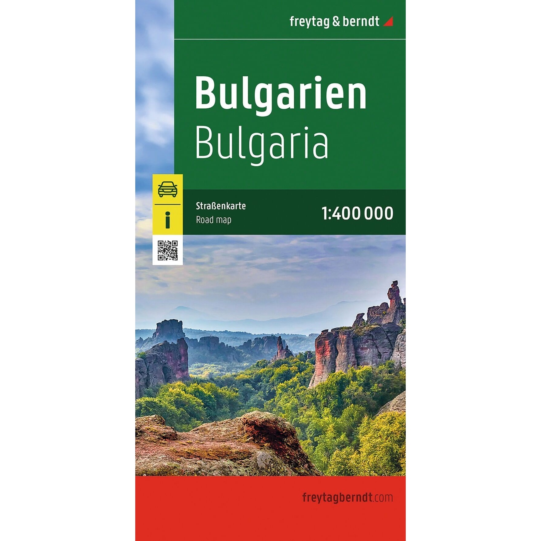 Vei- og turkart over Bulgaria i målestokk 1:400 000