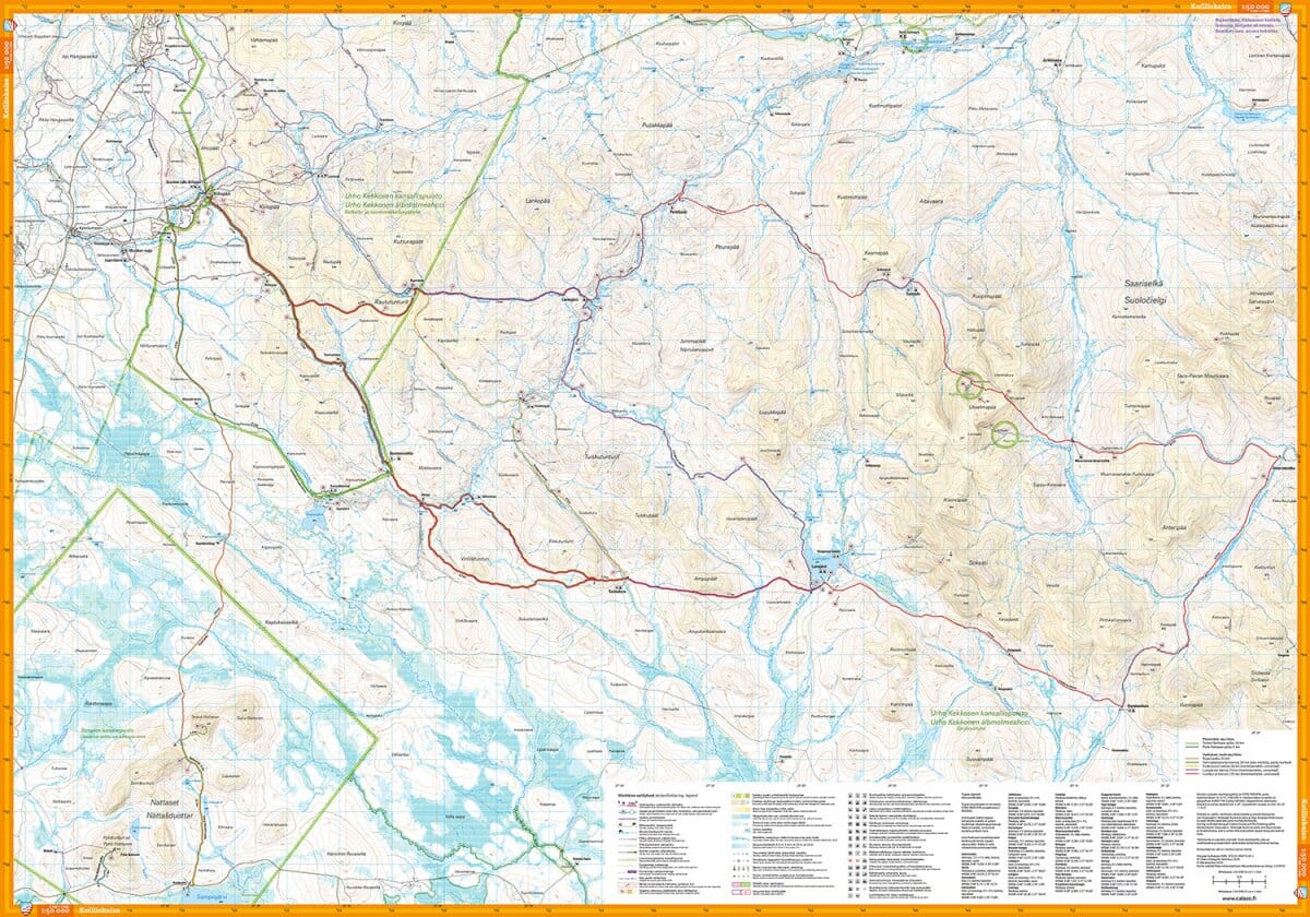 Kiilopää komplett turguide og fjellkart forside og bakside