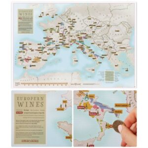 Scratch Map vinkart over Europa med 112 vinregioner
