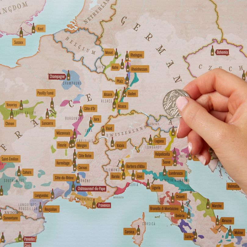 Detail of an interactive wine map of Europe's wine regions