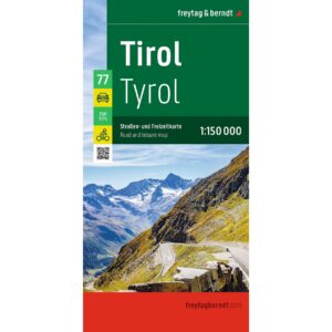 Vei- og turkart over Tirol i Østerrike i målestokk 1:150 000