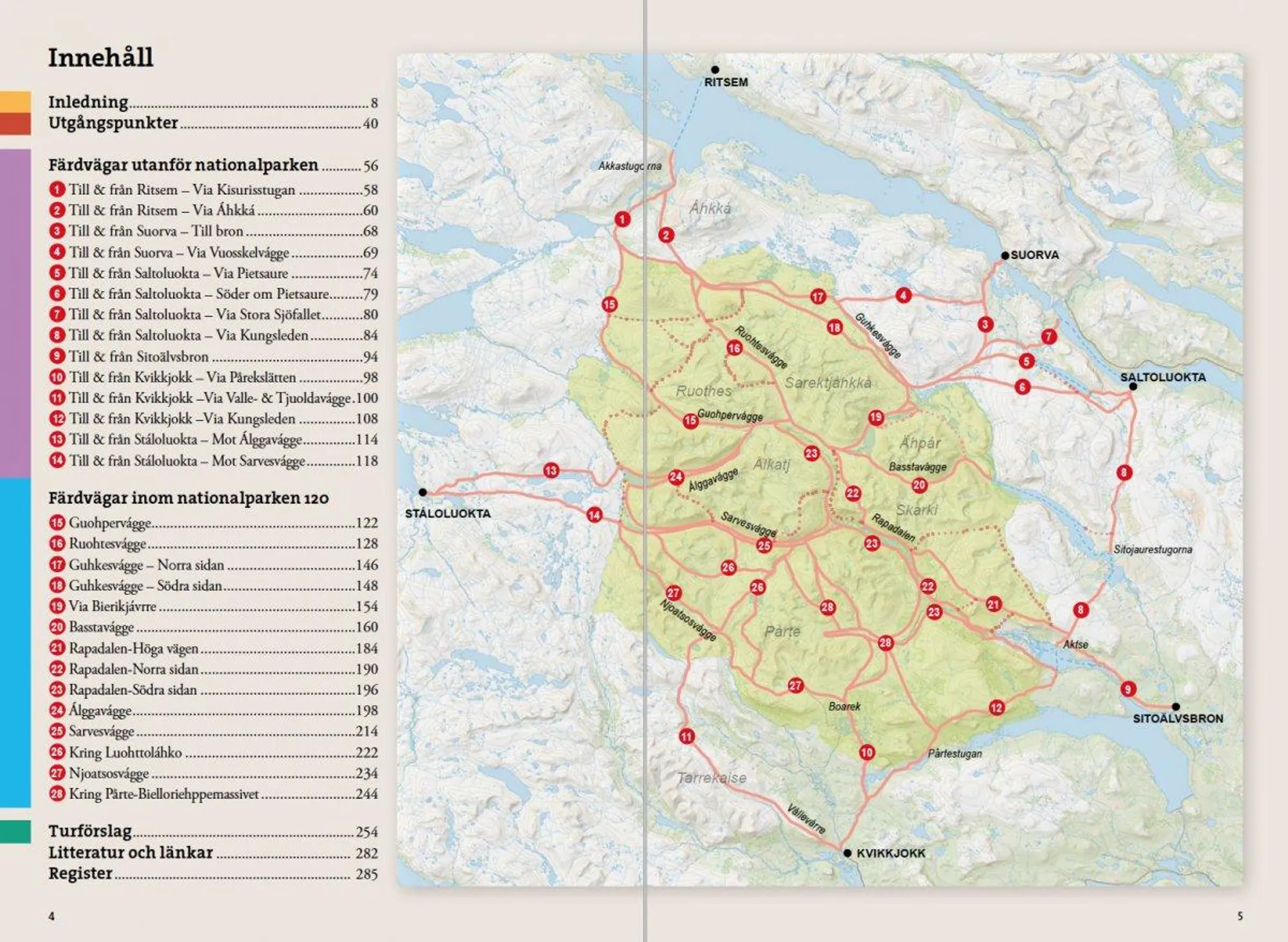 Post from "Fjällvandra in Sarek" with maps, route descriptions, and photographs