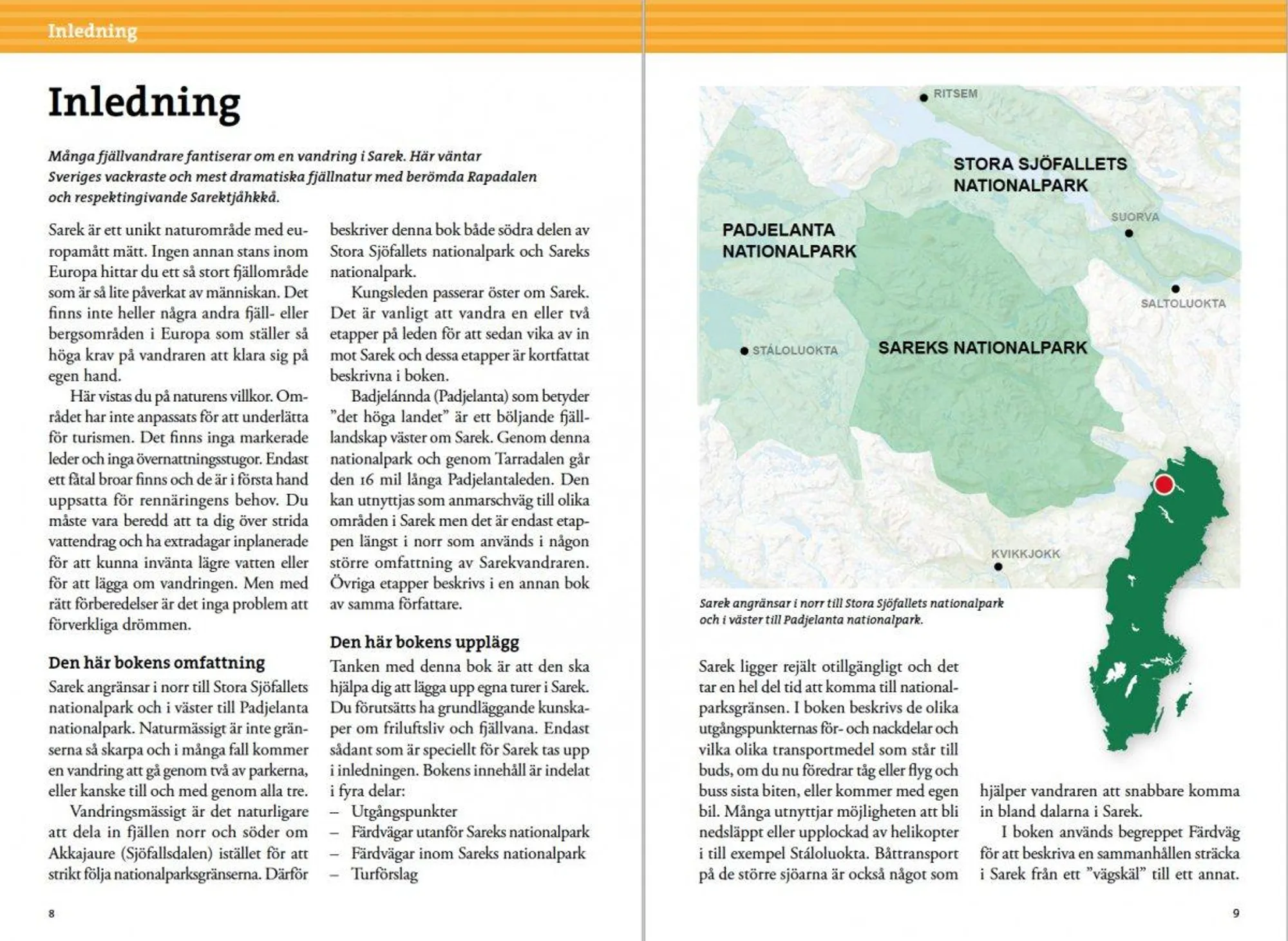 Post from "Fjällvandra in Sarek" with maps, route descriptions, and photographs