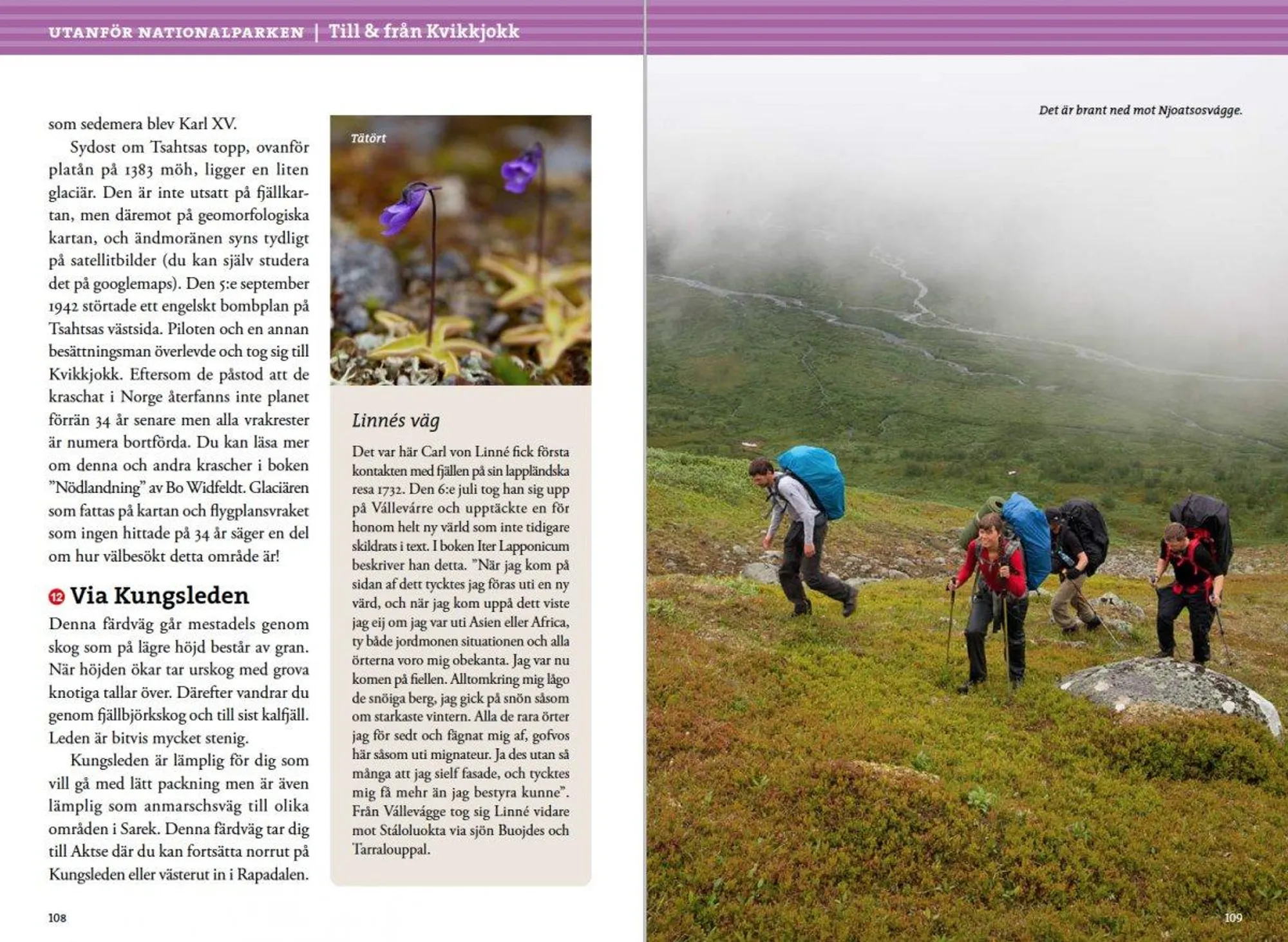 Post from "Fjällvandra in Sarek" with maps, route descriptions, and photographs