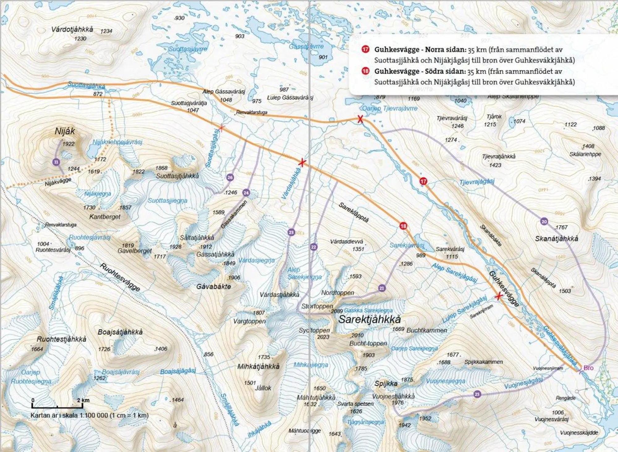 Post from "Fjällvandra in Sarek" with maps, route descriptions, and photographs