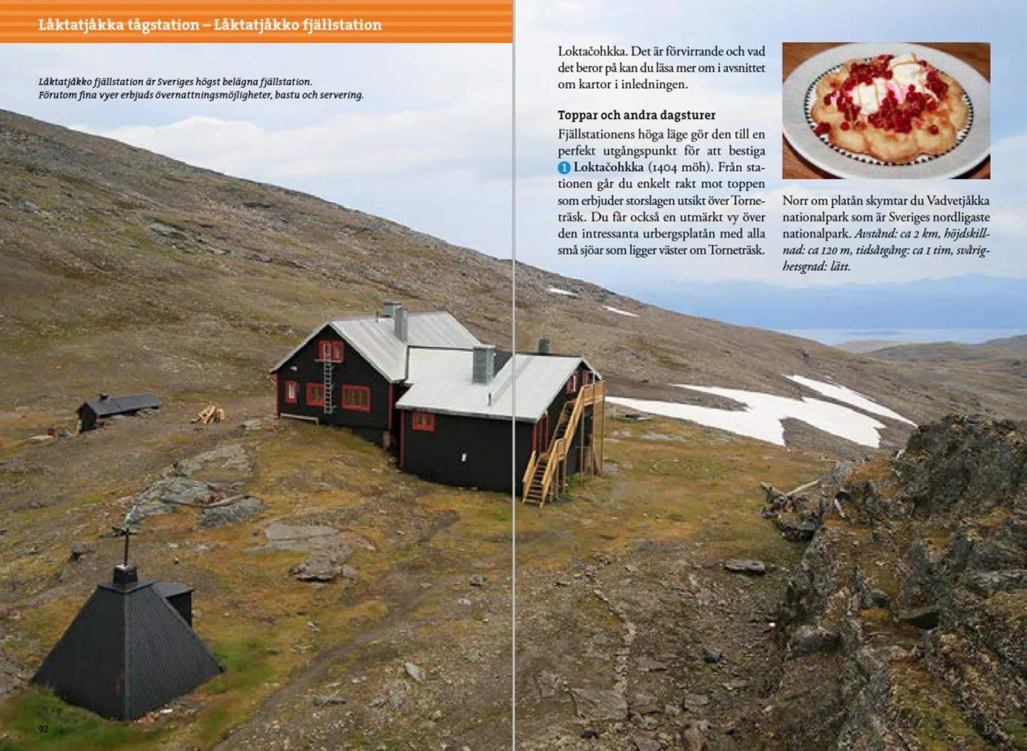 Oppslag fra Fjällvandra kring Kebnekaise, Abisko och Riksgränsen med kart og turbeskrivelser