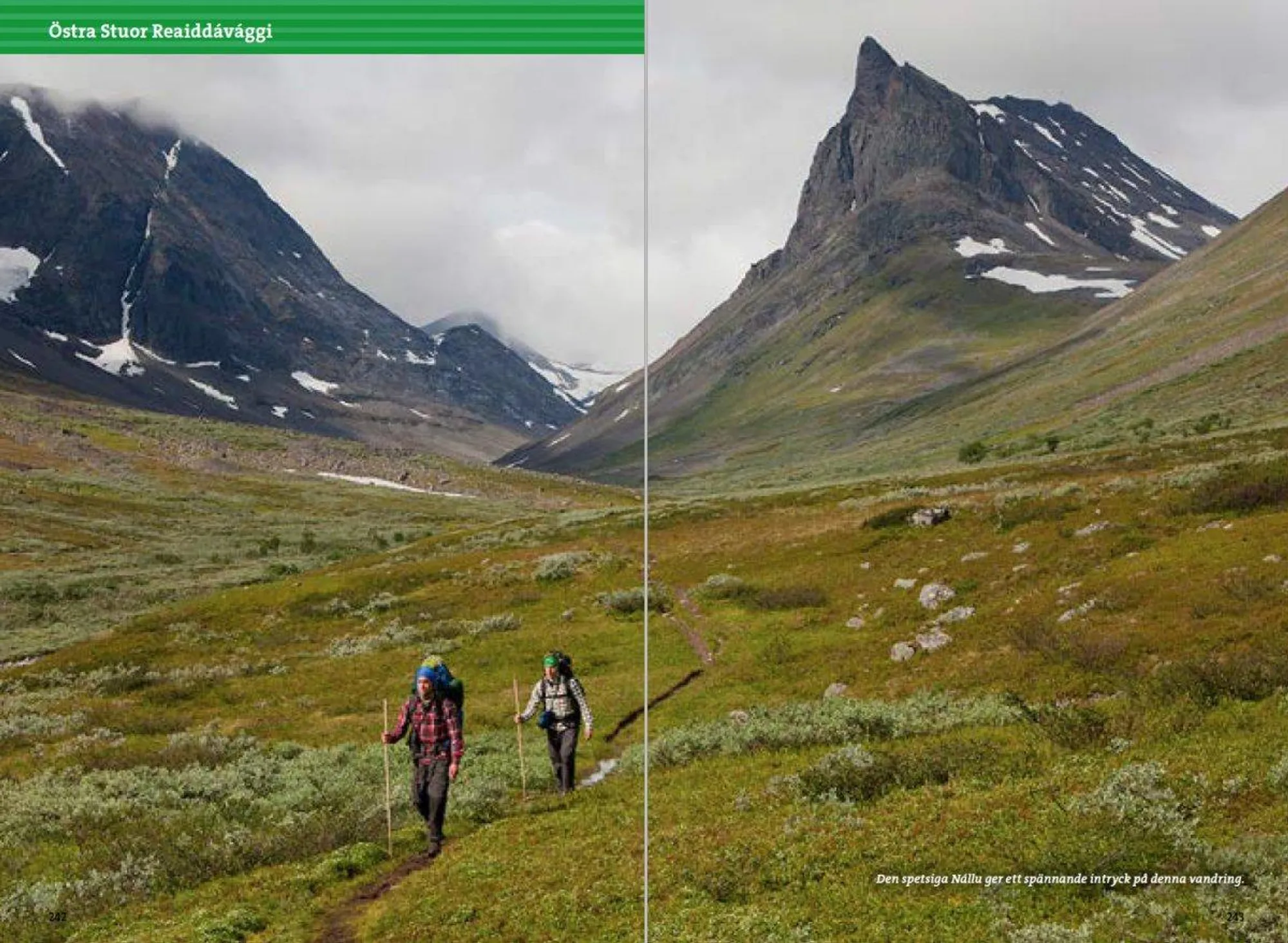 Oppslag fra Fjällvandra kring Kebnekaise, Abisko och Riksgränsen med kart og turbeskrivelser