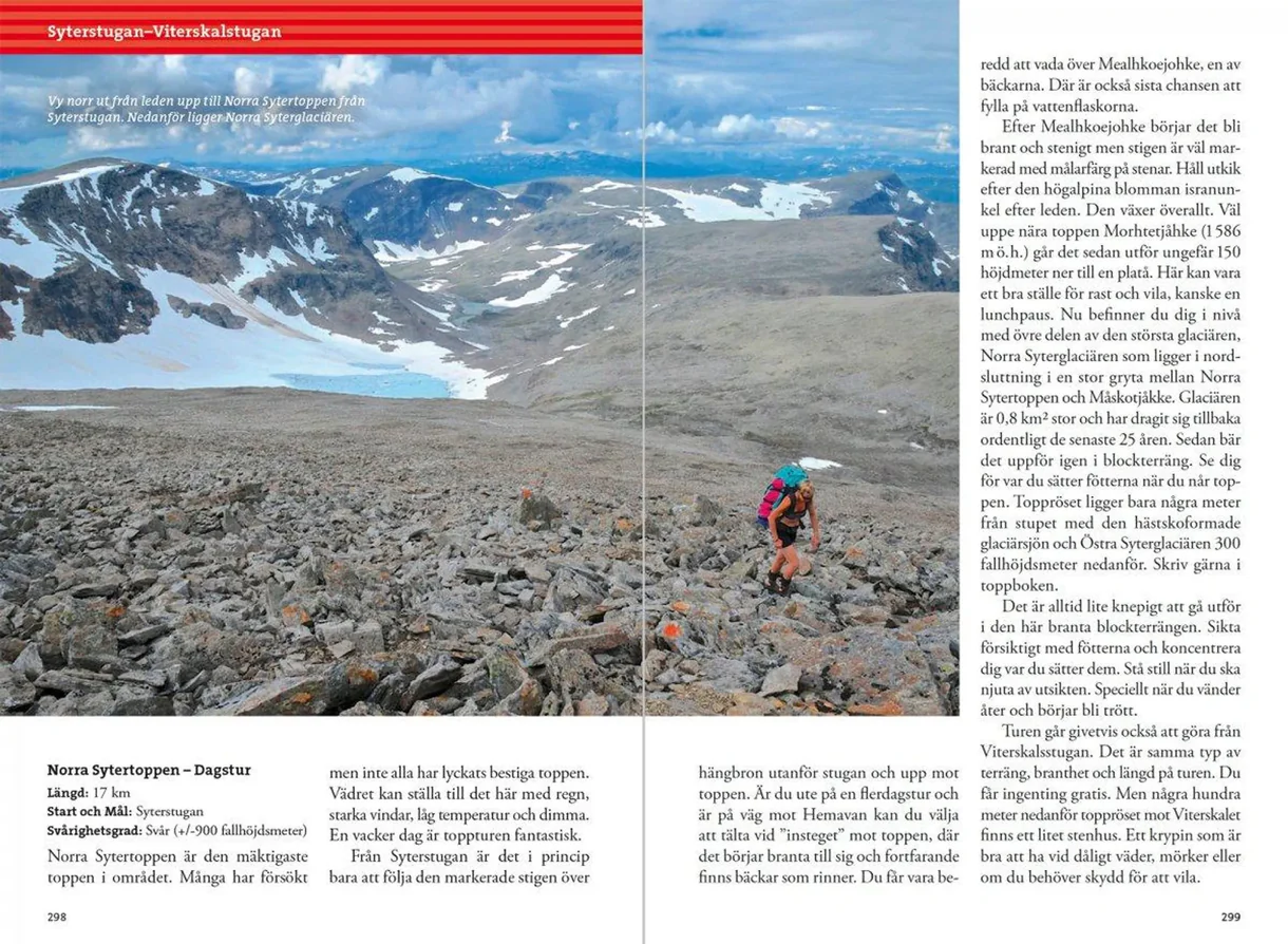 Excerpts from the guidebook *Hiking in the Mountains Along the Kungsleden* with maps and route descriptions