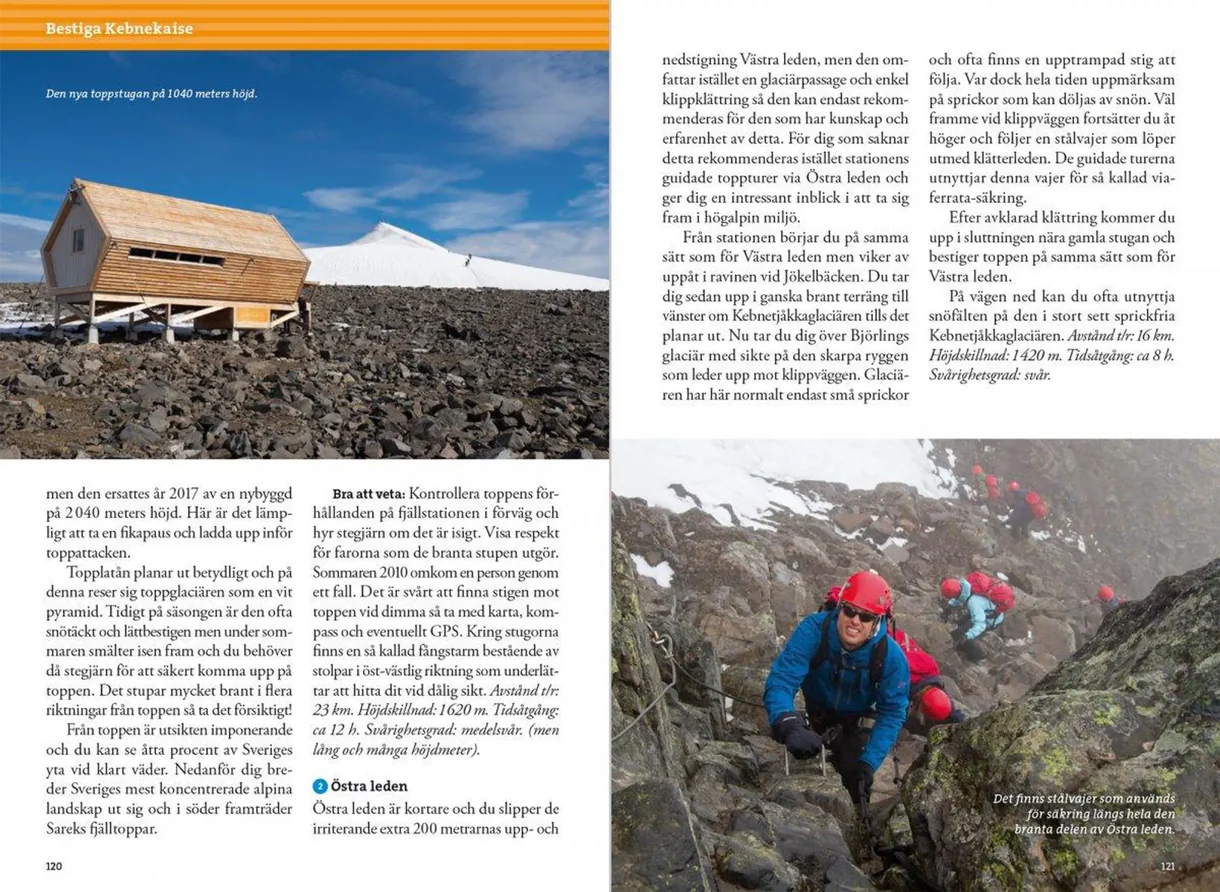 Excerpts from the guidebook *Hiking in the Mountains Along the Kungsleden* with maps and route descriptions