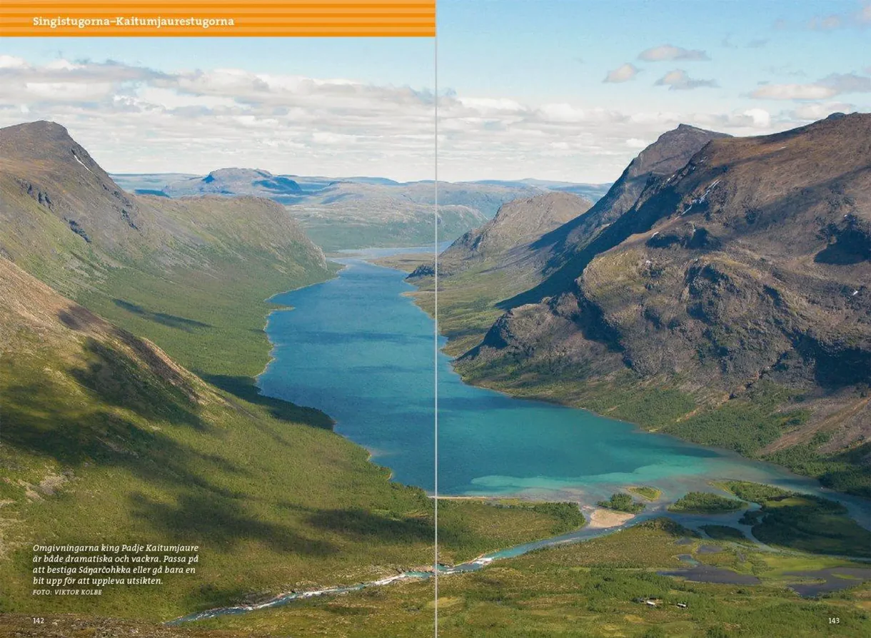 Excerpts from the guidebook *Hiking in the Mountains Along the Kungsleden* with maps and route descriptions