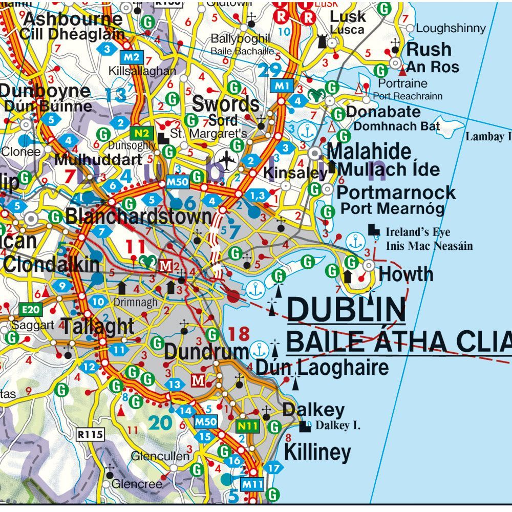 Map section from the Ireland road map, scale 1:350,000