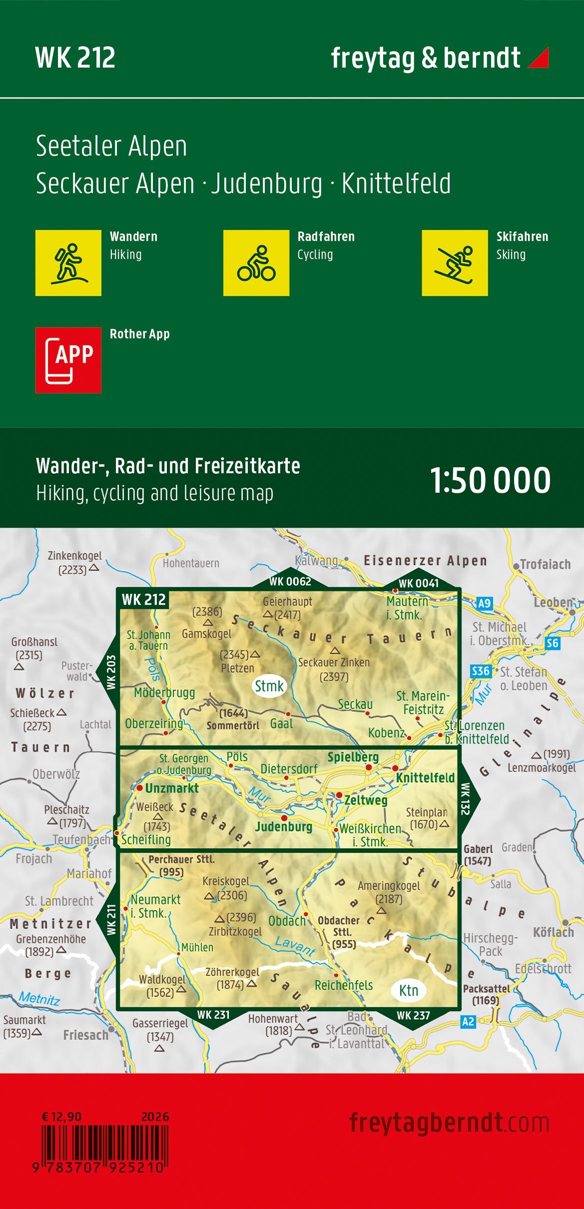 Back cover of the Seetaler Alps hiking map