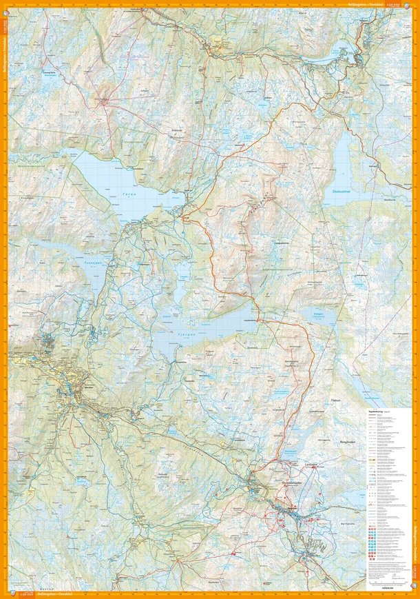 A unfolded hiking map of SignaTur, right on the border between Ogndal and Teveldal.