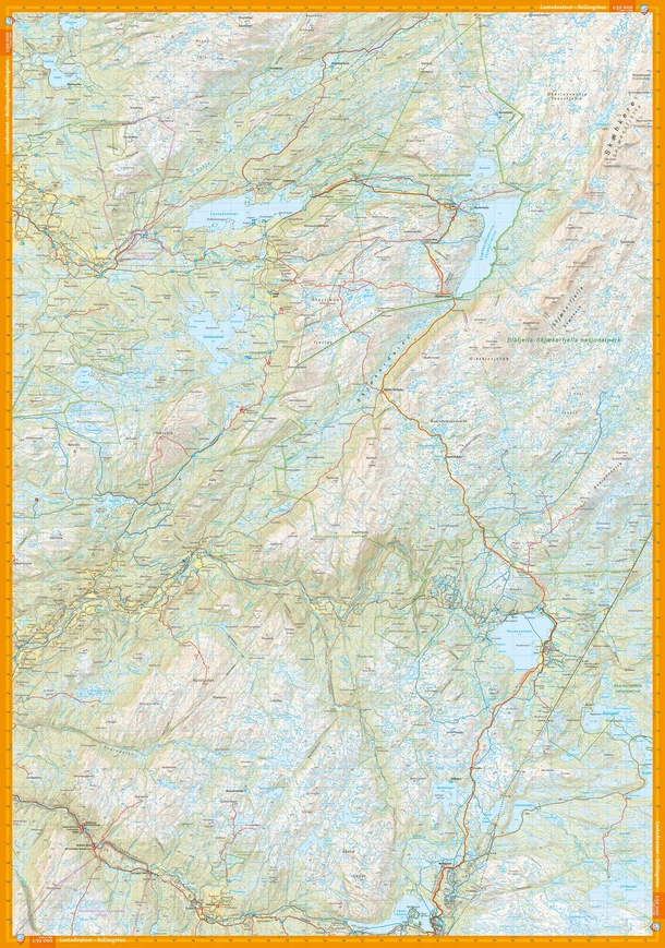 A unfolded hiking map of SignaTur, right on the border between Ogndal and Teveldal.