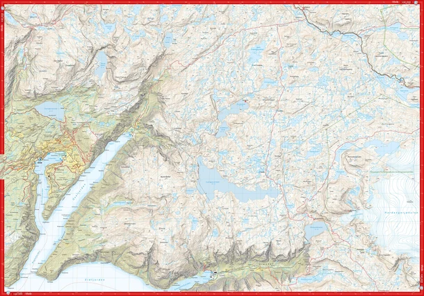 Unfolded high-mountain map of Ulvik at a scale of 1:30,000.
