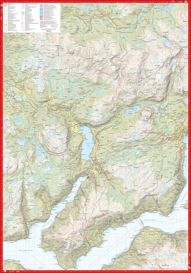 Unfolded high-mountain map of Ulvik at a scale of 1:30,000.
