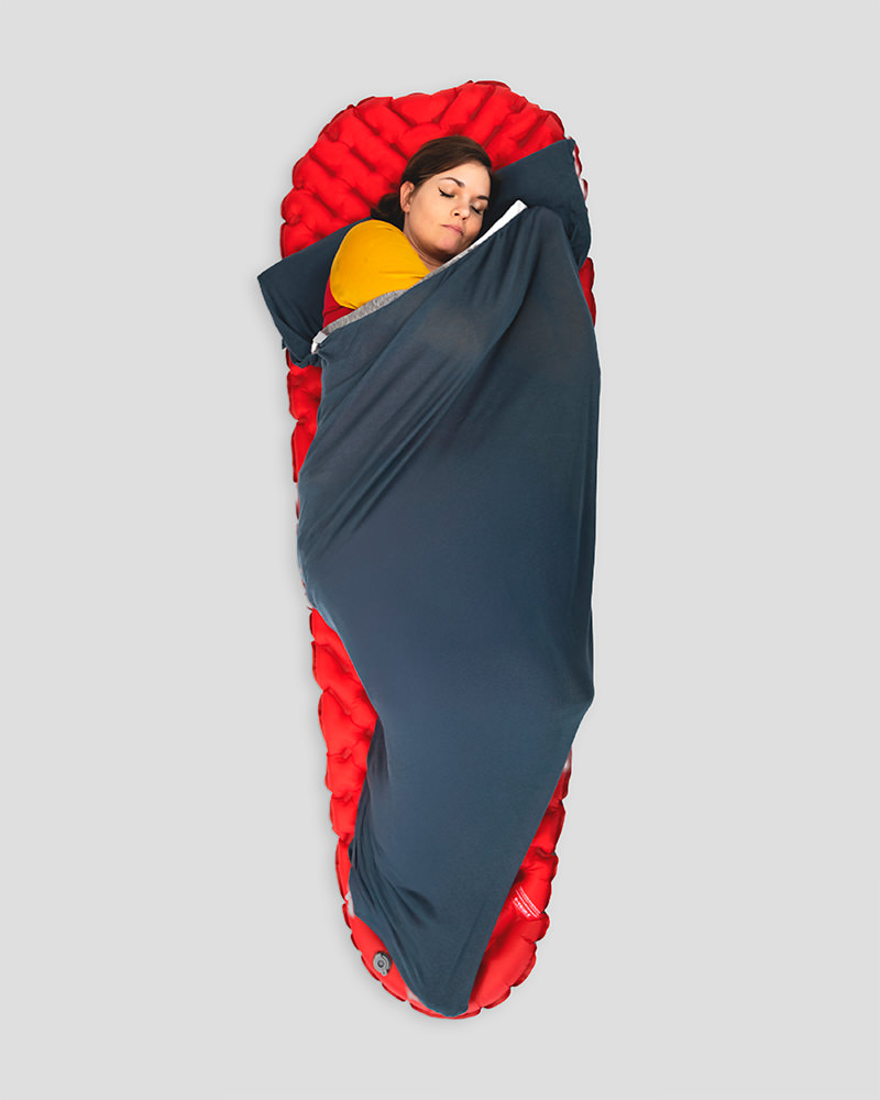 Grüezi Bag WoodWool sleeping bag liner in use outdoors