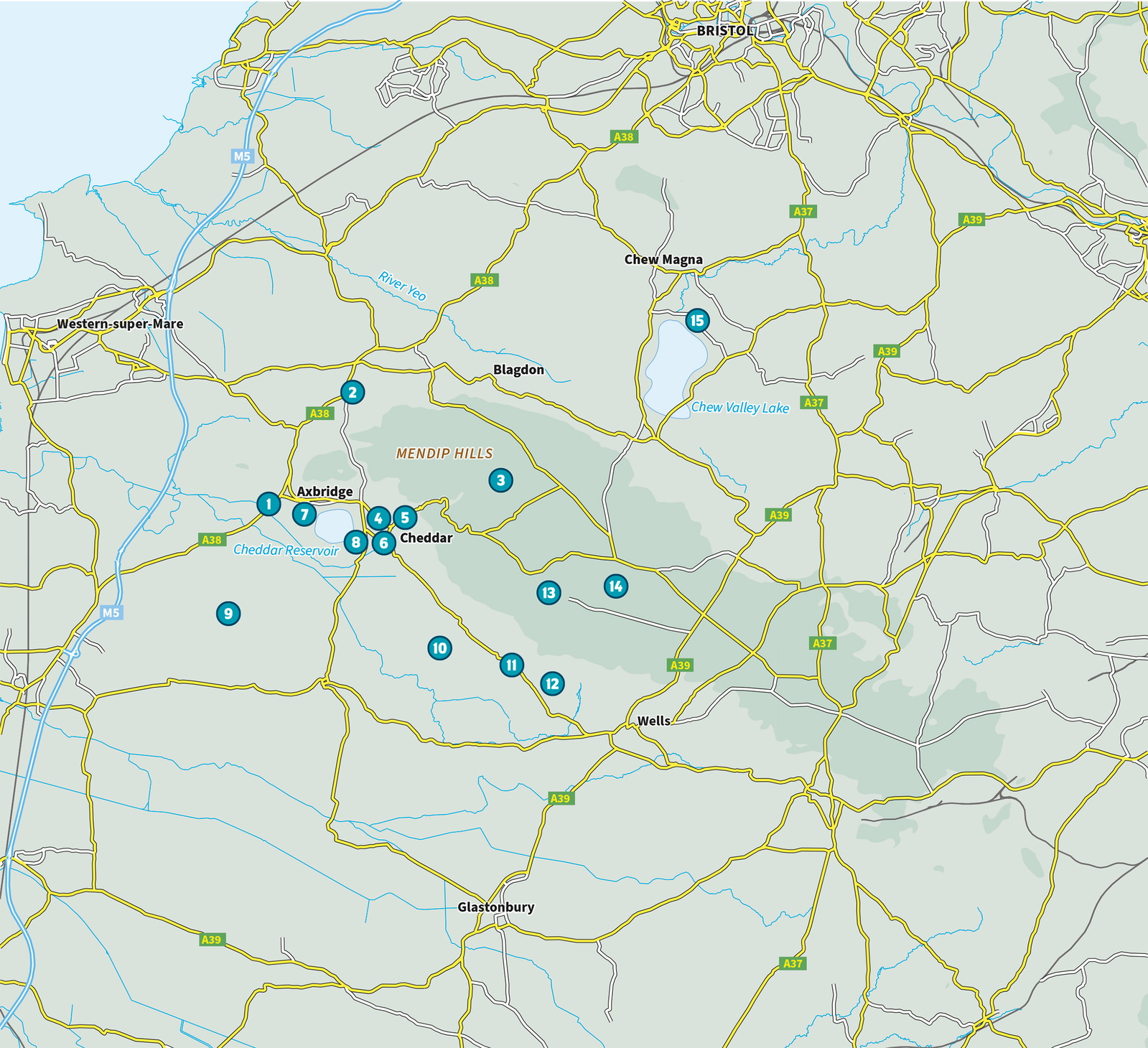 15 Short Walks Cheddar and the Mendips – bla i boken