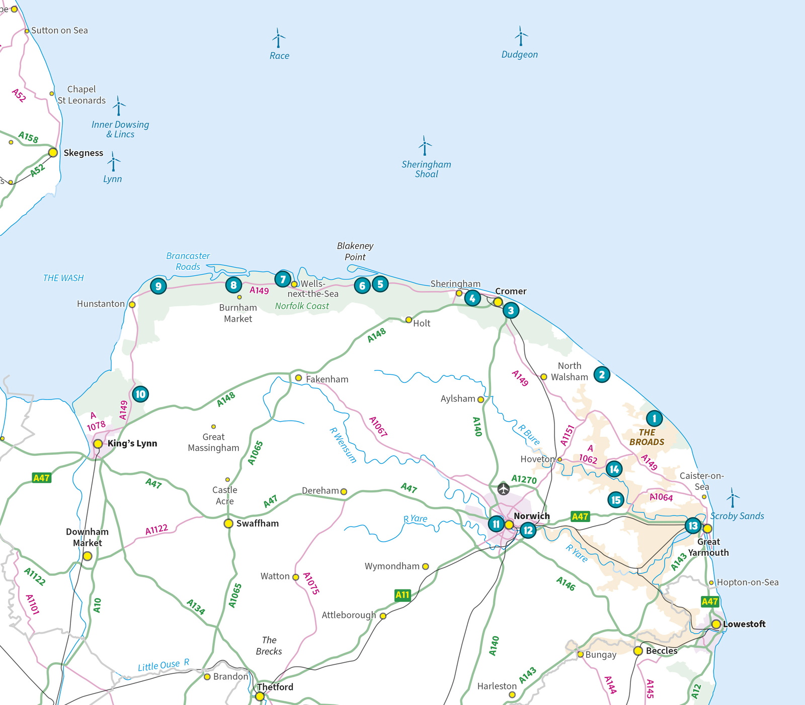 15 Short Walks in Norfolk - Broads and Coast – bla i boken