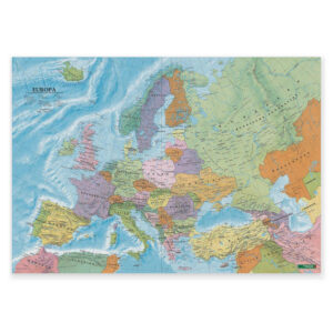 Politisk veggkart over Europa i format 100 × 70 cm