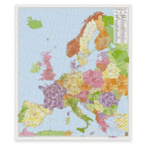 Postnummerkart over Europa i format 96 × 113 cm