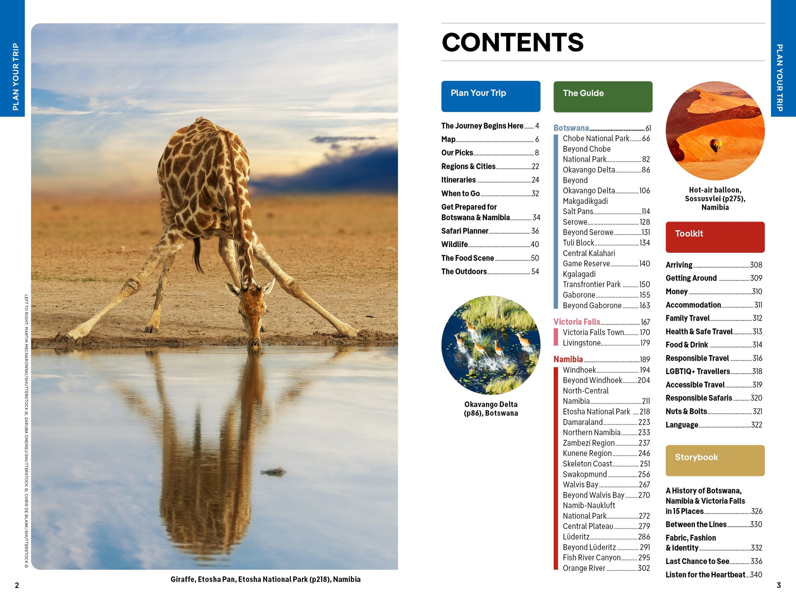 Botswana & Namibia – Lonely Planet (engelsk) – bla i boken