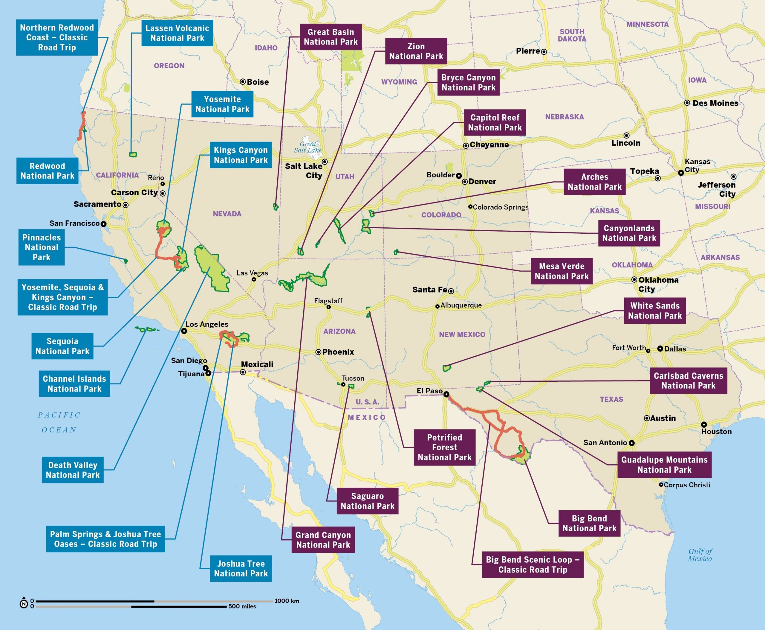 California & Southwest USA's National Parks – Lonely Planet (engelsk) – bla i boken