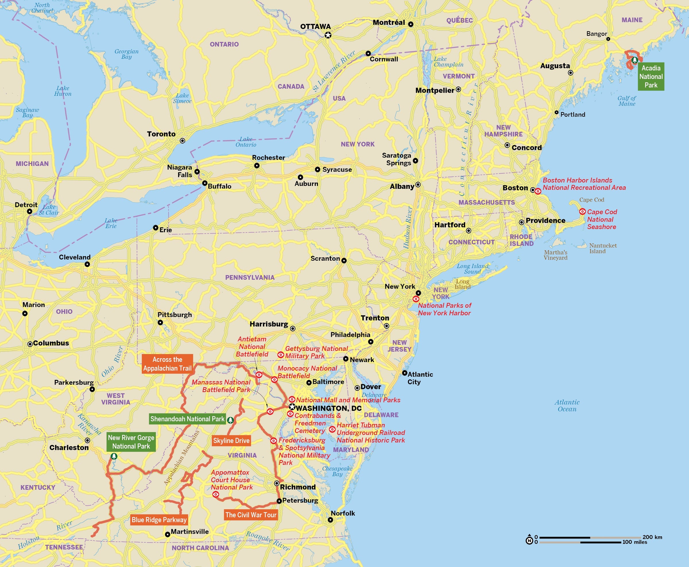 New England & the Mid-Atlantic's National Parks – Lonely Planet (engelsk) – bla i boken