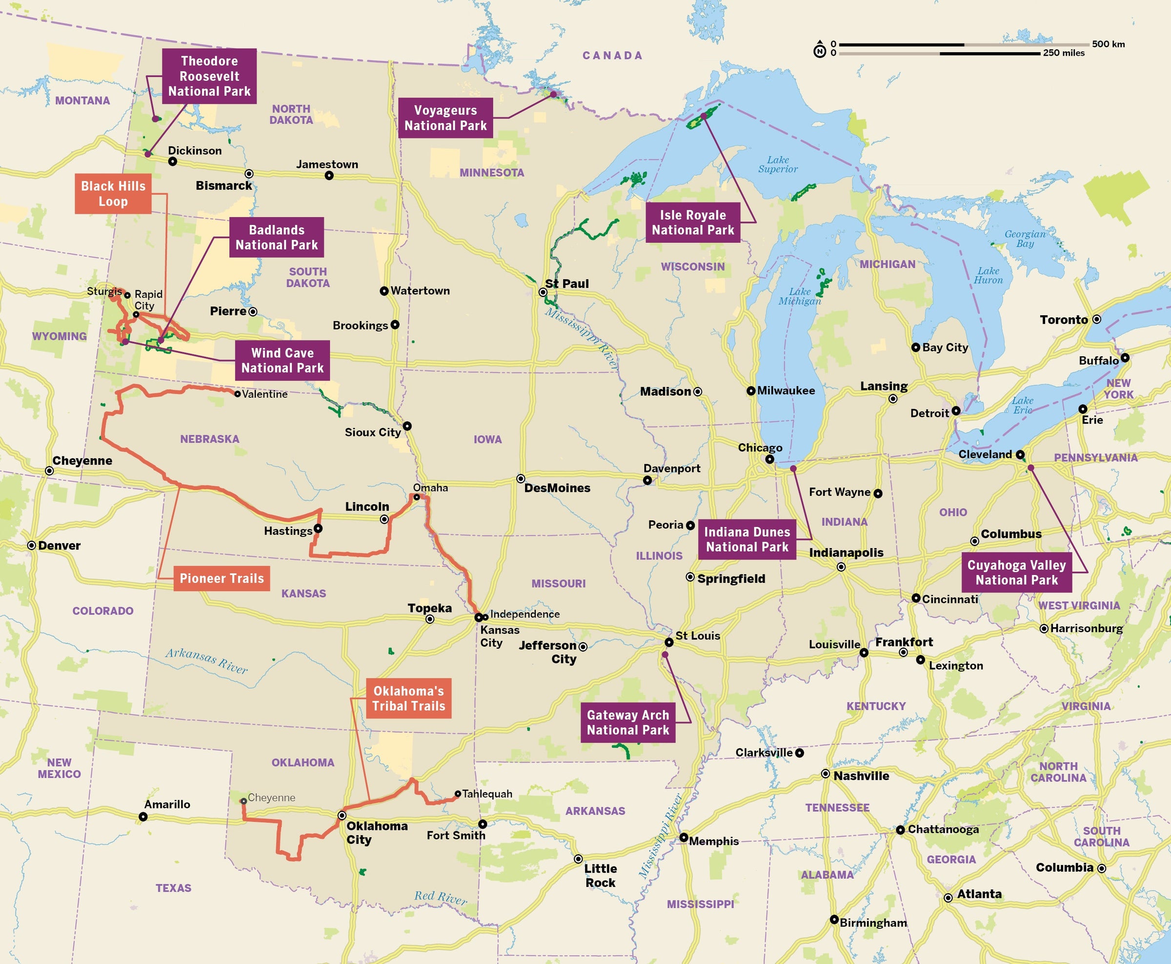 Great Lakes & Midwest USA's National Parks – Lonely Planet (engelsk) – bla i boken