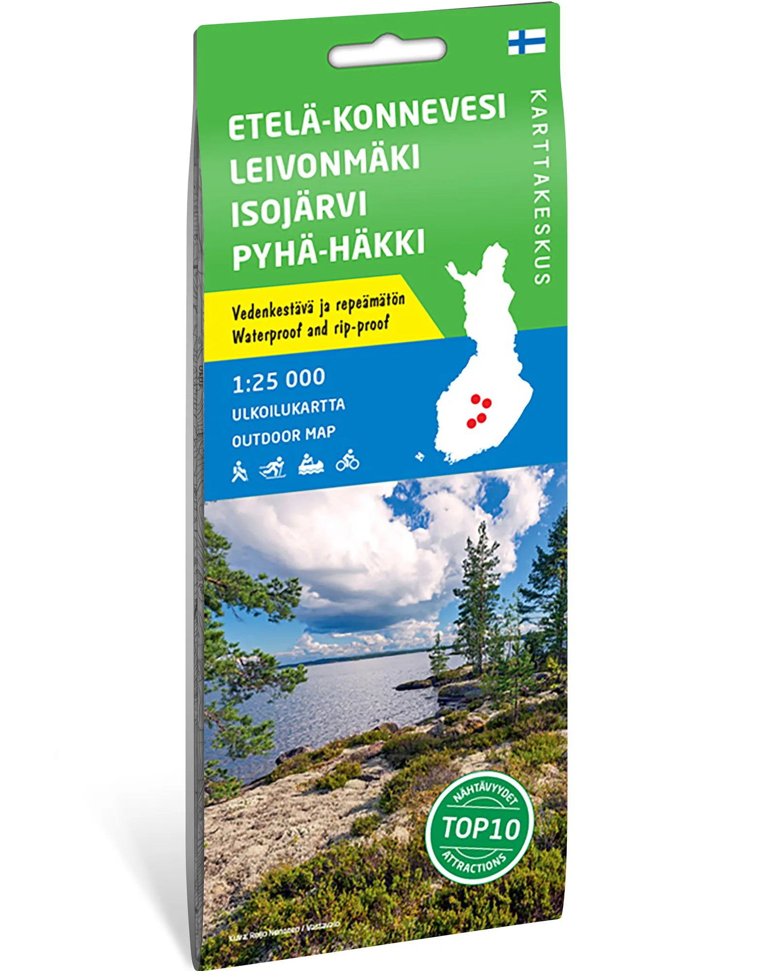 Etelä-Konnevesi, Leivonmäki, Isojärvi og Pyhä-Häkki – turkart 1:25 000 – omslag