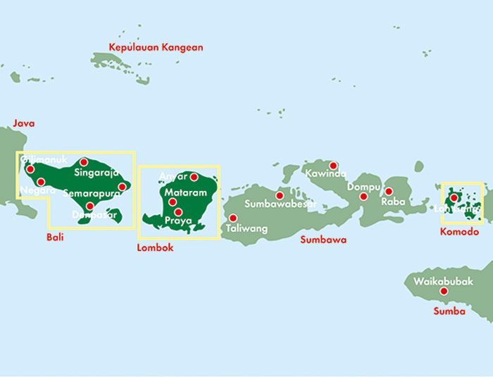 Bali, Lombok og Komodo – veikart 1:125 000 – Freytag & Berndt – kartutsnitt