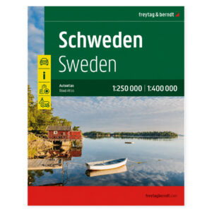 Bilatlas over Sverige med detaljert veinett og turistinformasjon