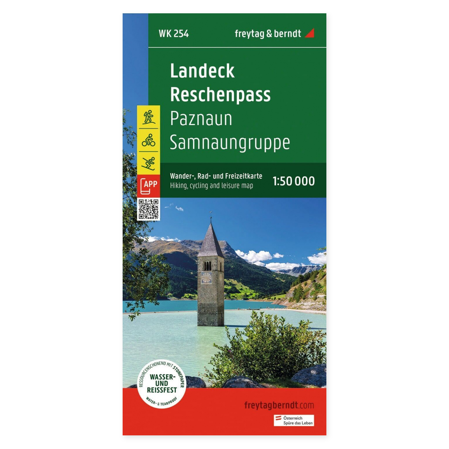Landeck, Reschenpass, Samnaun og Paznaun – turkart 1:50 000 (vannfast) – forside