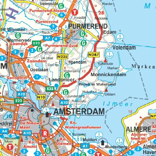 Nederland – veikart (flerspråklig) – kartutsnitt