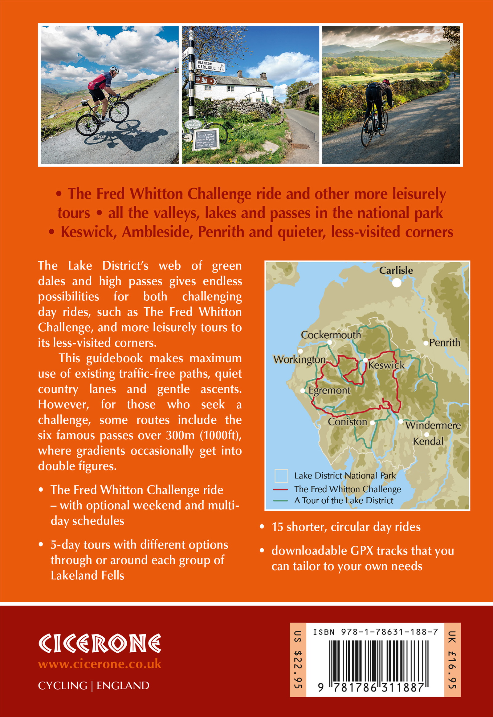 Back cover of Cycling in the Lake District