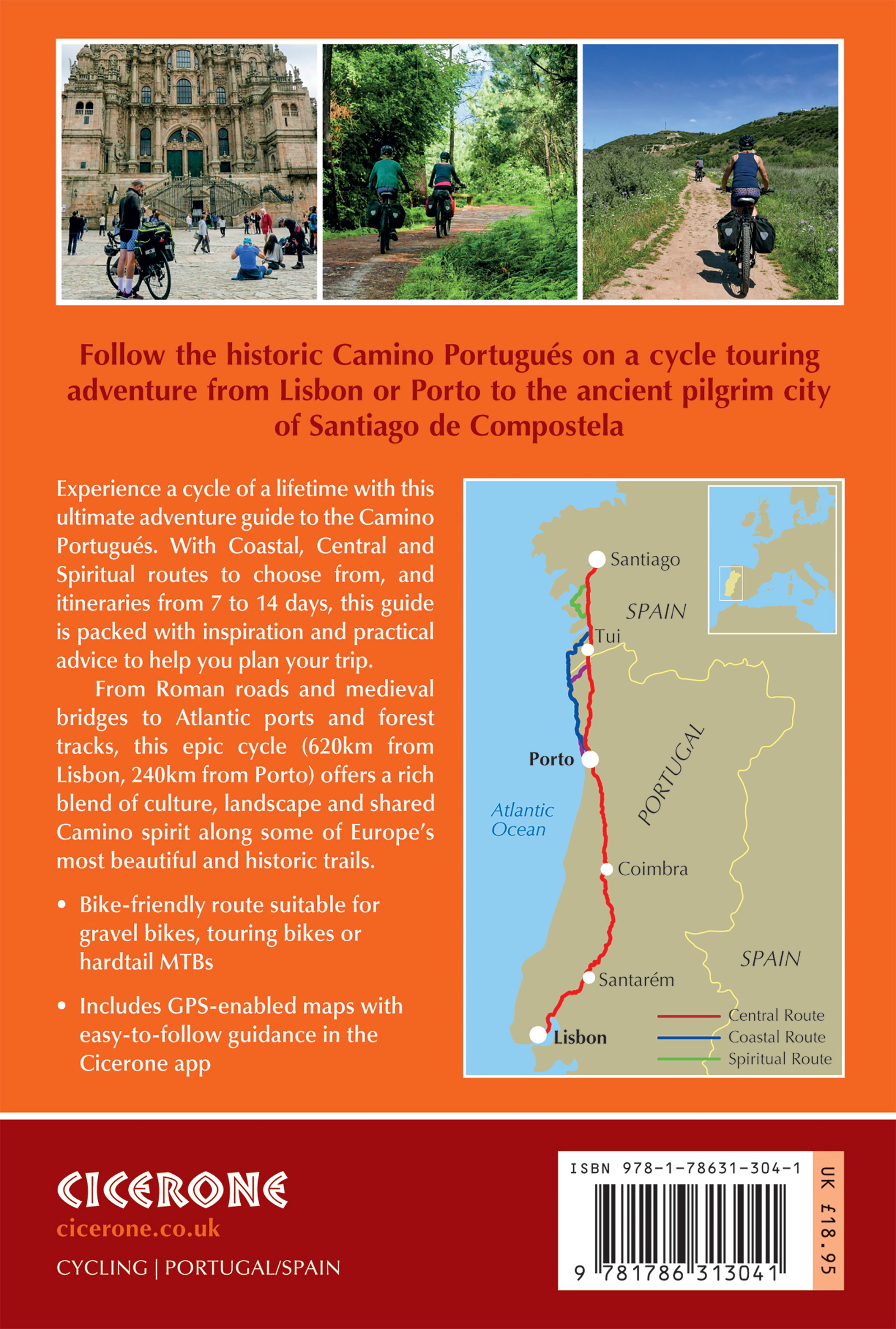 Back cover of Cycling the Camino Portugues