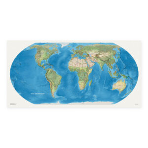 Equal-area World Map med engelske stedsnavn, 100 × 50 cm, uten ramme