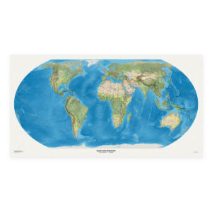 Equal-area World Map med engelske stedsnavn, 150 × 80 cm, uten ramme
