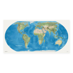 Equal-area World Map med engelske stedsnavn, 200 × 100 cm, uten ramme