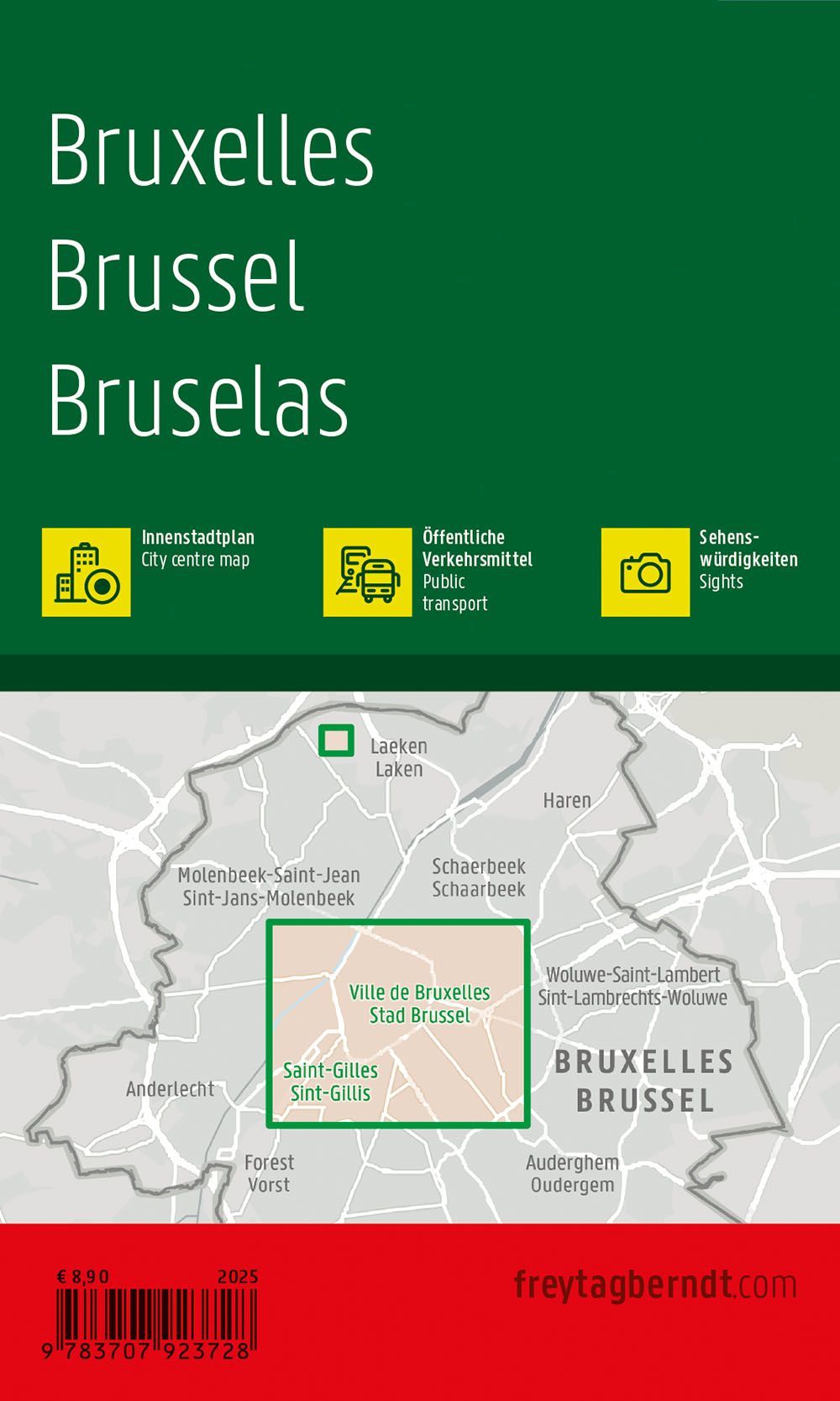 Brussel – bykart (vannfast, lommeformat) – bakside