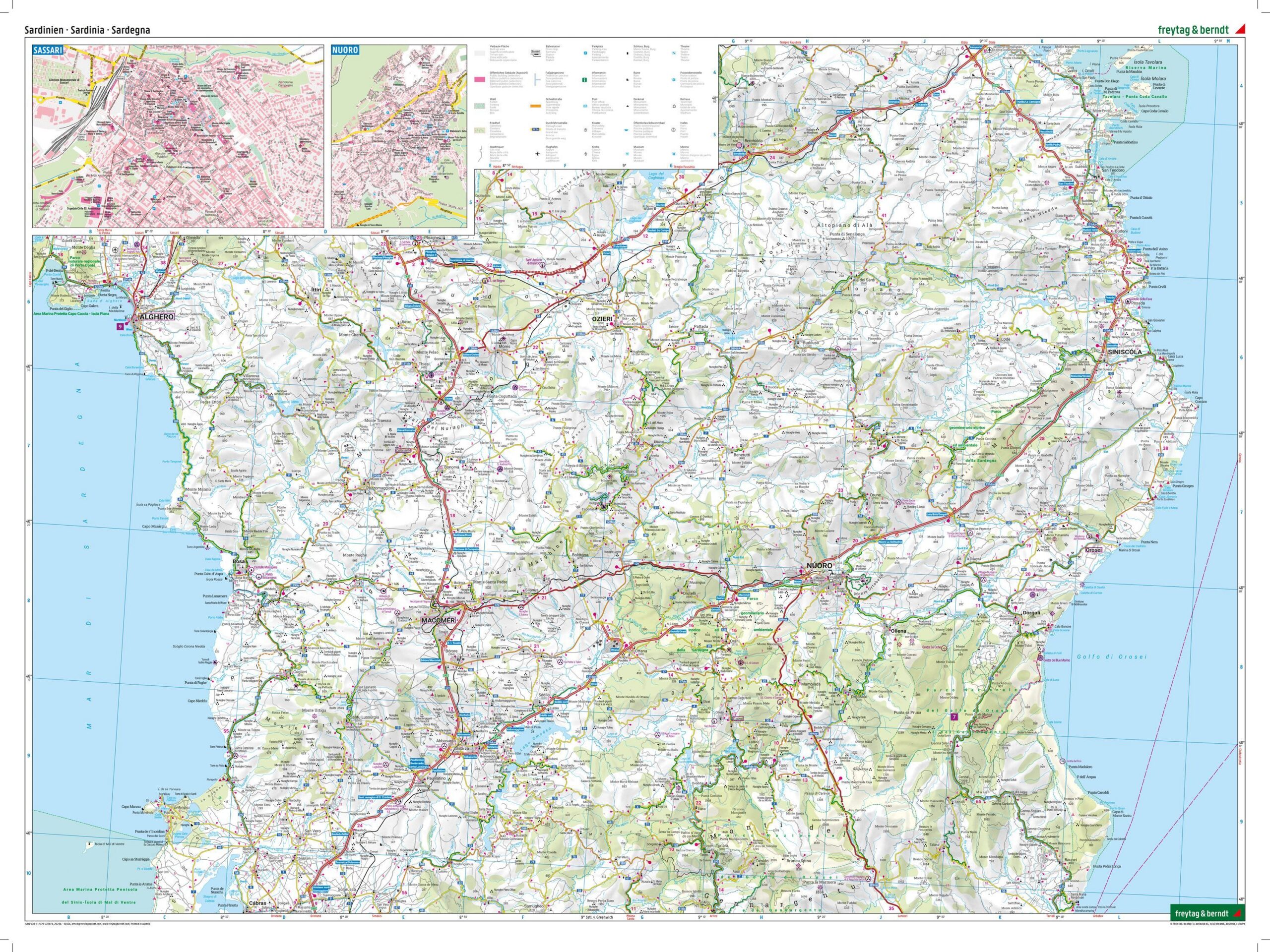 Sardinia nord og sør – veikartsett (flerspråklig) – innholdseksempel 3