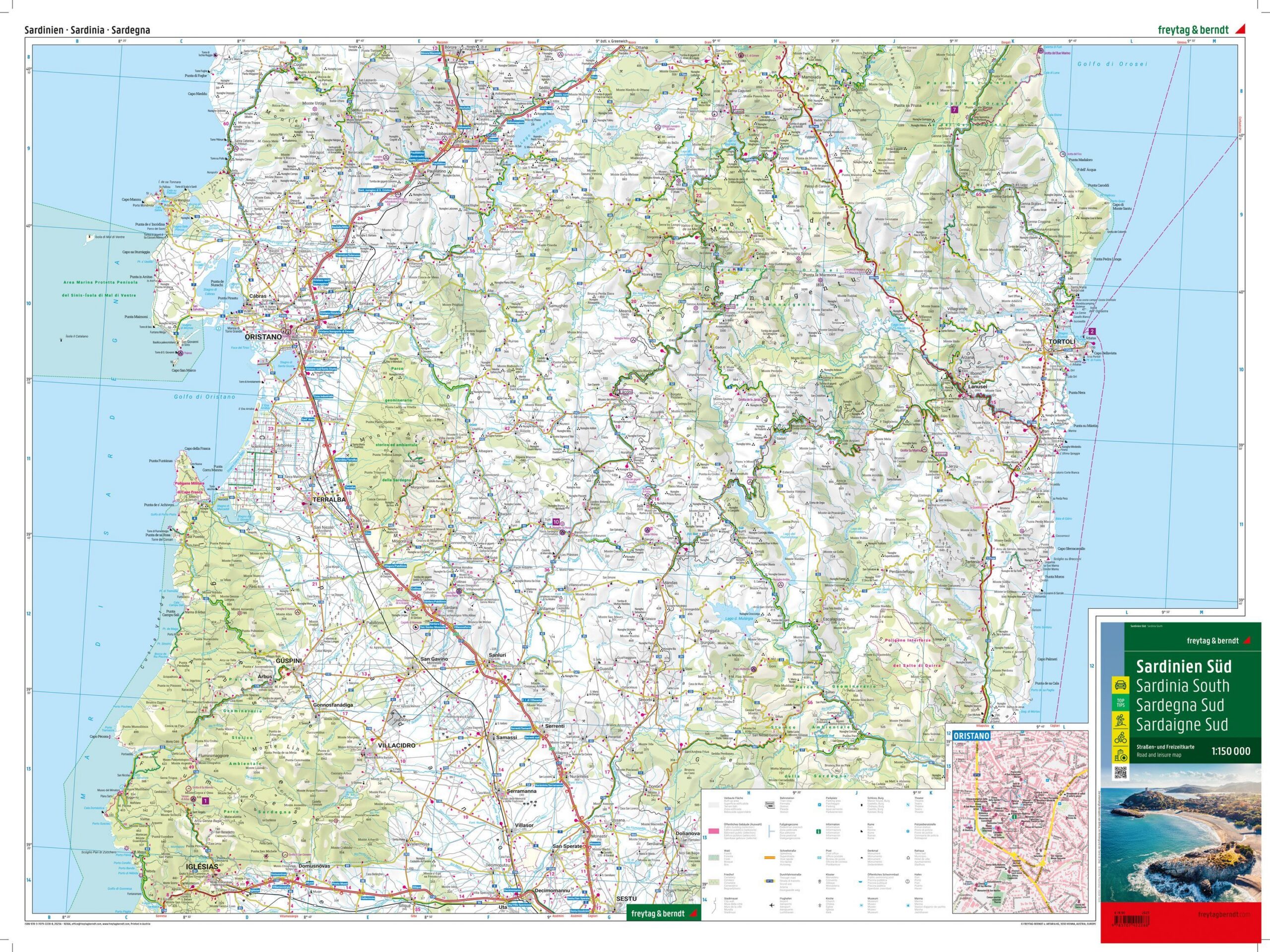 Sardinia nord og sør – veikartsett (flerspråklig) – innholdseksempel 4