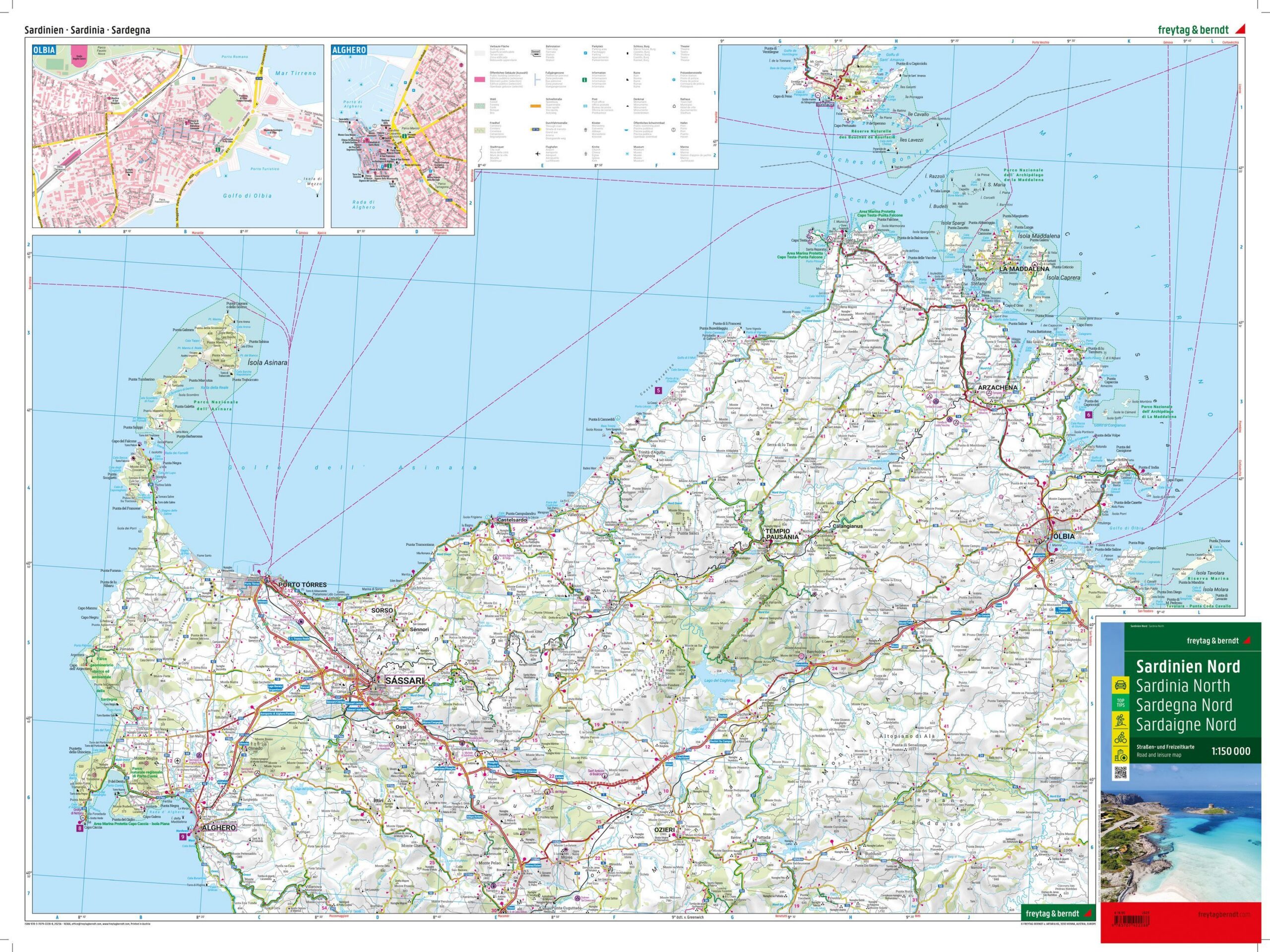 Sardinia nord og sør – veikartsett (flerspråklig) – innholdseksempel 1