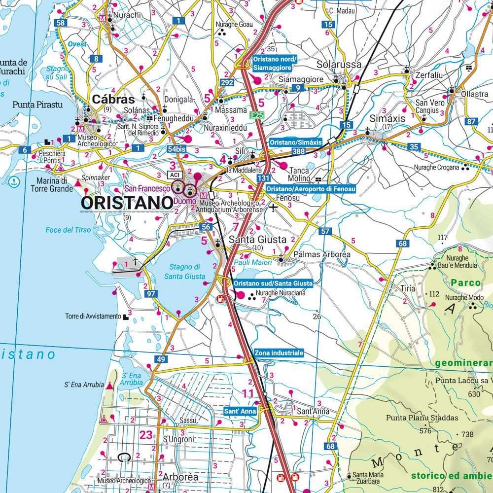 Sardinia nord og sør – veikartsett (flerspråklig) – innholdseksempel 2