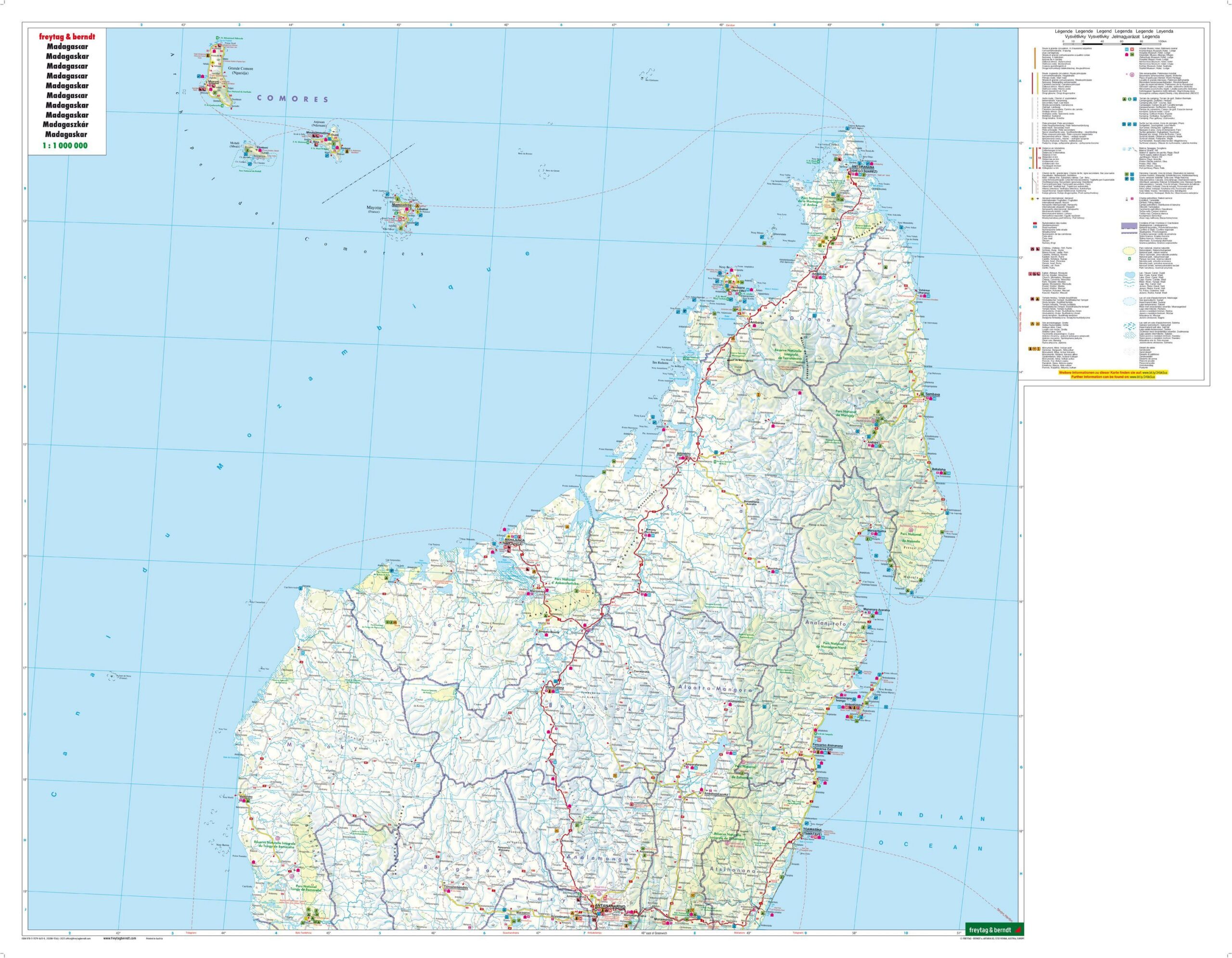 Madagaskar – veikart (flerspråklig) – kartutsnitt