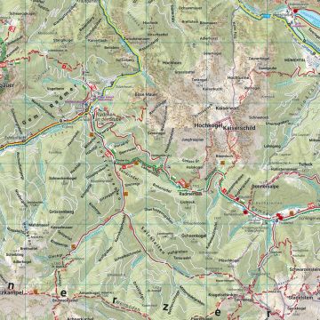 Gesäuse – turkart 1:50 000 (vannfast, flerspråklig) – kartutsnitt
