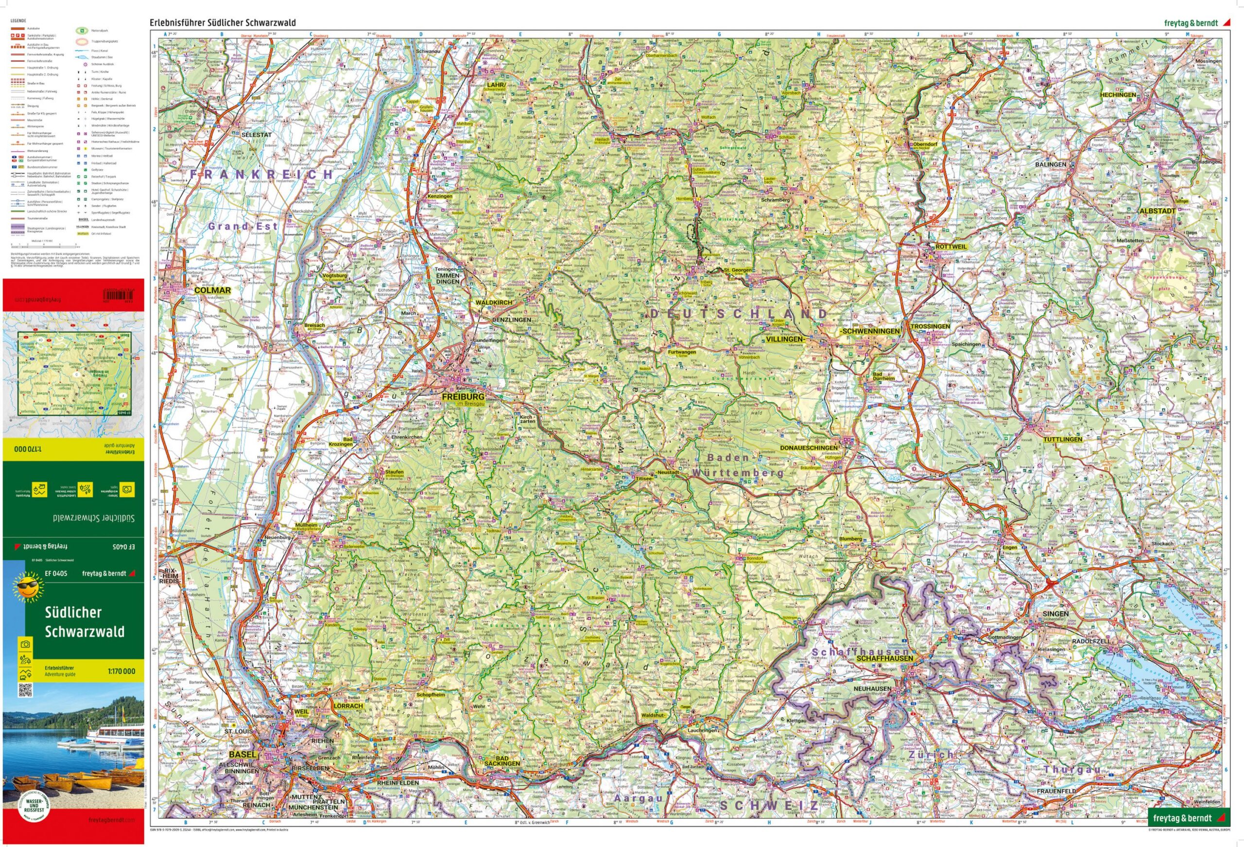 Sørlige Schwarzwald – fritidskart 1:170 000 (vannfast) – kartutsnitt